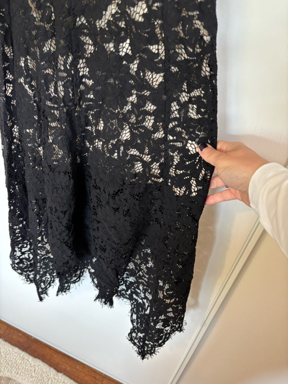 Lulus One Wish Black Lace Maxi Dress Size Small Asymetrical Feminine Romantic - Picture 4 of 8
